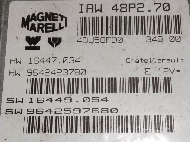 Peugeot 206 1,1 8v benzin Motorvezérlő  Magnetti Marelli SW9642597680