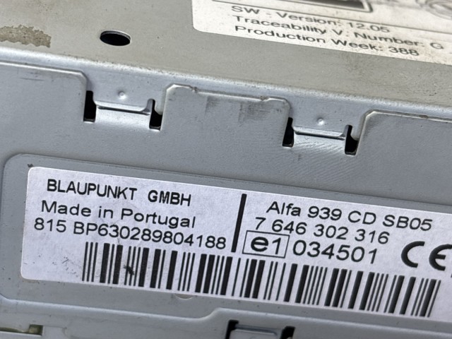 216929 Alfa Romeo 159, Brera, Spider Blaupunkt Cd-s rádió