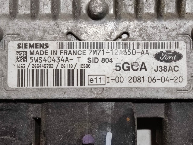 Ford Fiesta, Fusion, Mazda 2 motorvezérlő  Siemens 7M71-12A650-AA , 5WS40434A-T