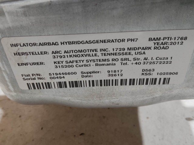 Fiat 500L 2012-2017 utasoldali légzsák 51944660