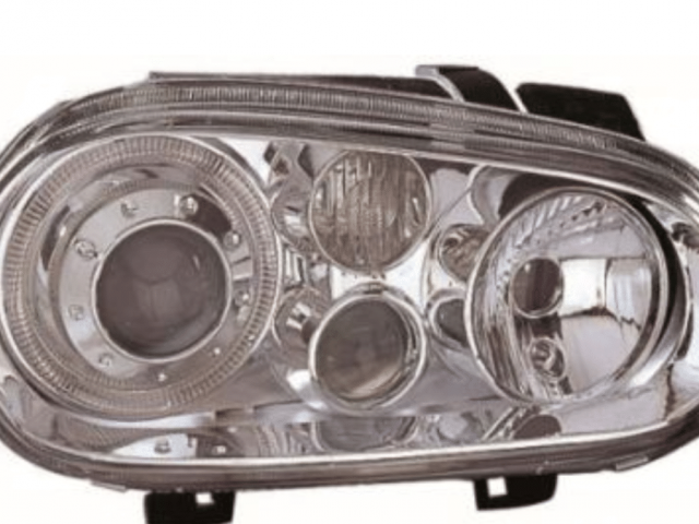 Volkswagen Golf IV. 1997-2003 utángyártott új fényszóró pár króm H7/H7/H3 LED KÖR HELYZ. DEPO 