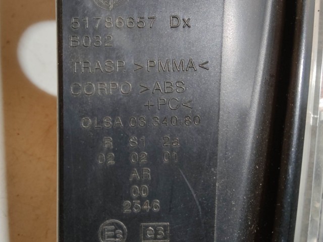 223249 Lancia Ypsilon 2003-2011 jobb hátsó fehér lámpa, izzófoglalat nélkül 51786657