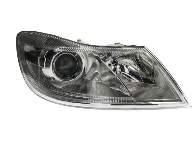 Skoda Octavia II. 2009-2013 utángyártott új jobb első fényszóró H1/H7 króm h. Octavia logo nélk (motorral) DEPO